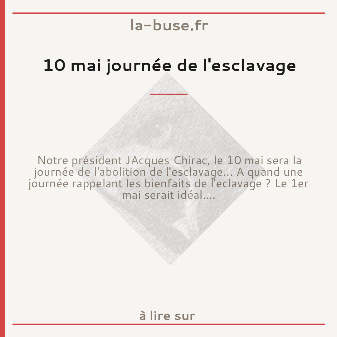 10 mai journée de l'esclavage