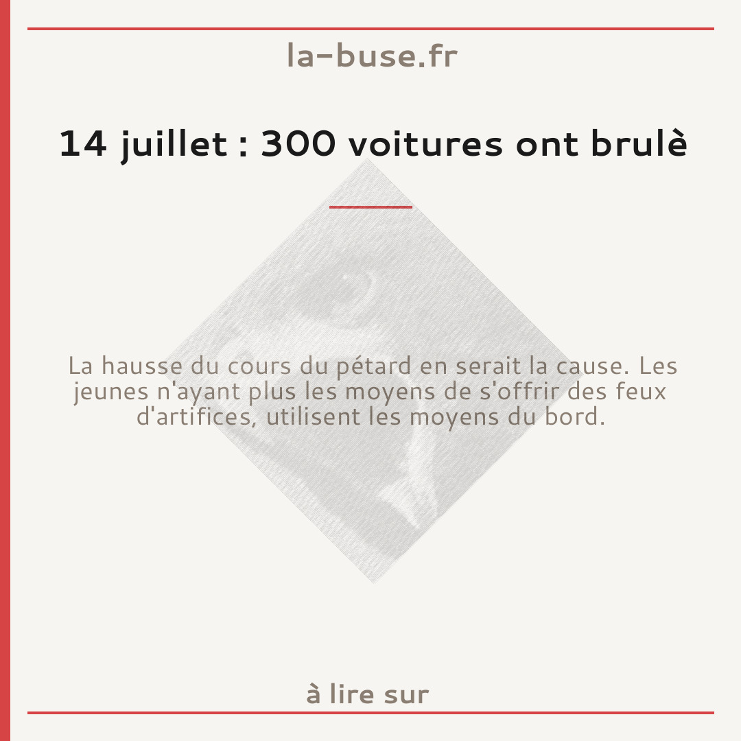 14 juillet : 300 voitures ont brulè