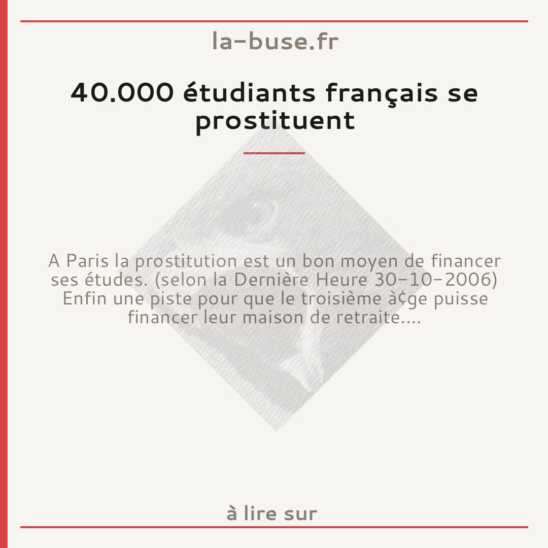 40.000 étudiants français se prostituent