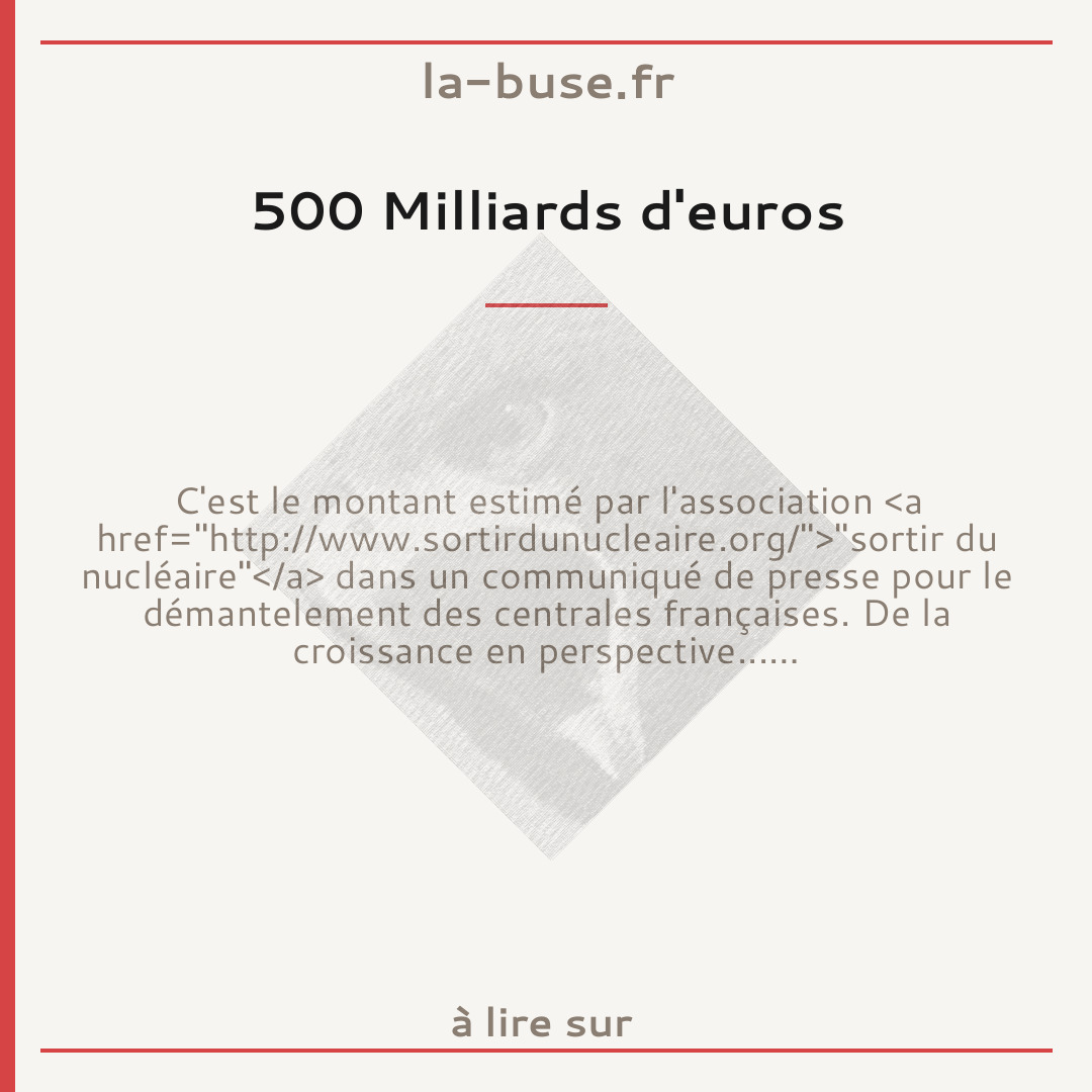 500 Milliards d'euros