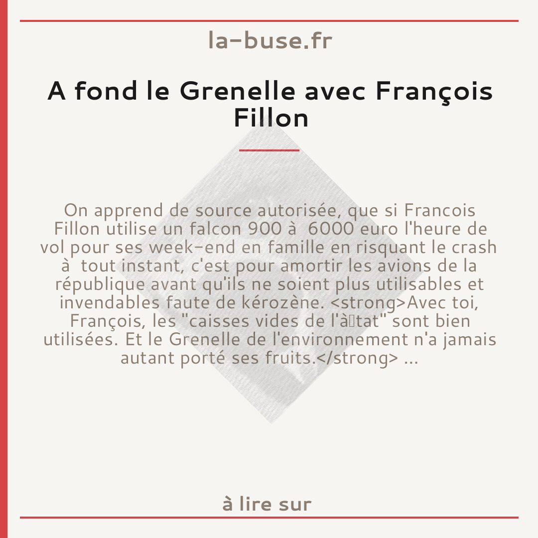 A fond le Grenelle avec François Fillon