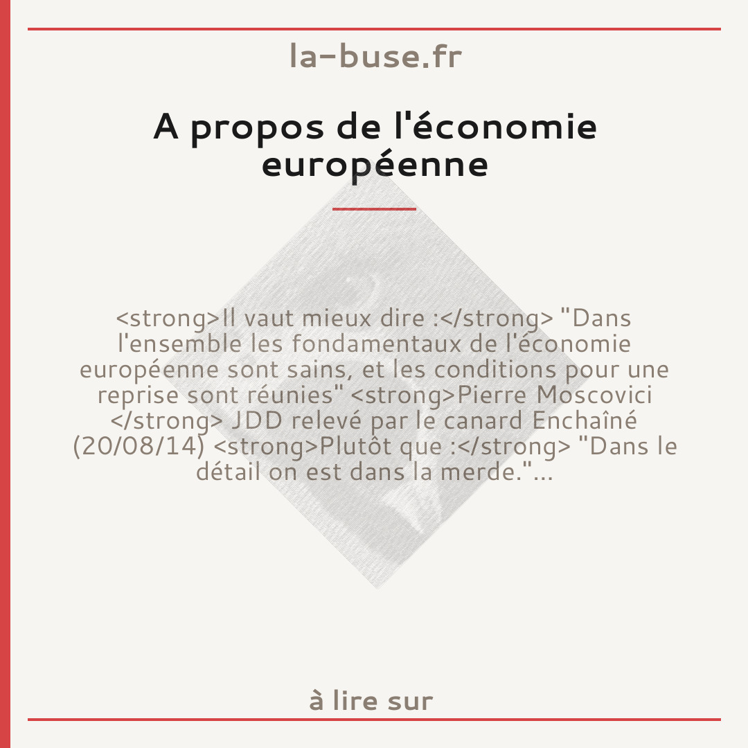 A propos de l'économie européenne