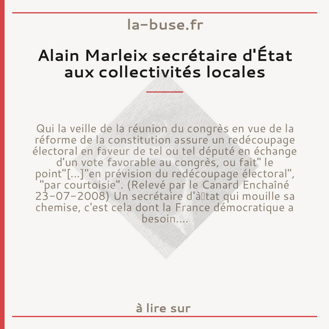Alain Marleix secrétaire d'État aux collectivités locales