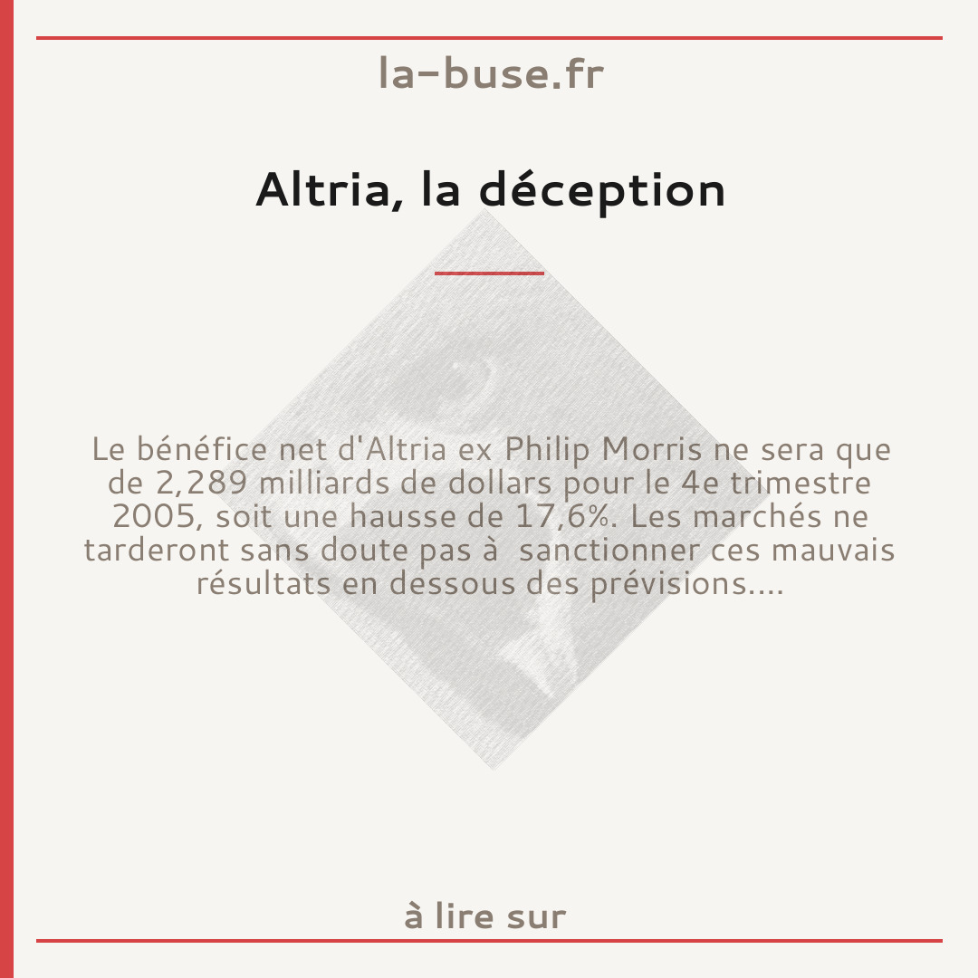Altria, la déception
