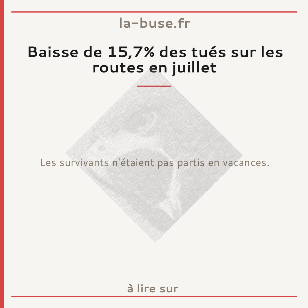 Baisse de 15,7% des tués sur les routes en juillet