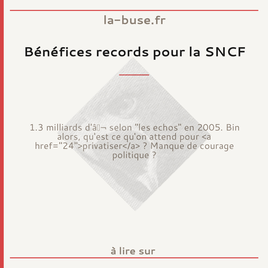 Bénéfices records pour la SNCF