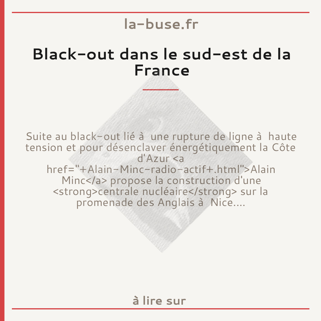 Black-out dans le sud-est de la France
