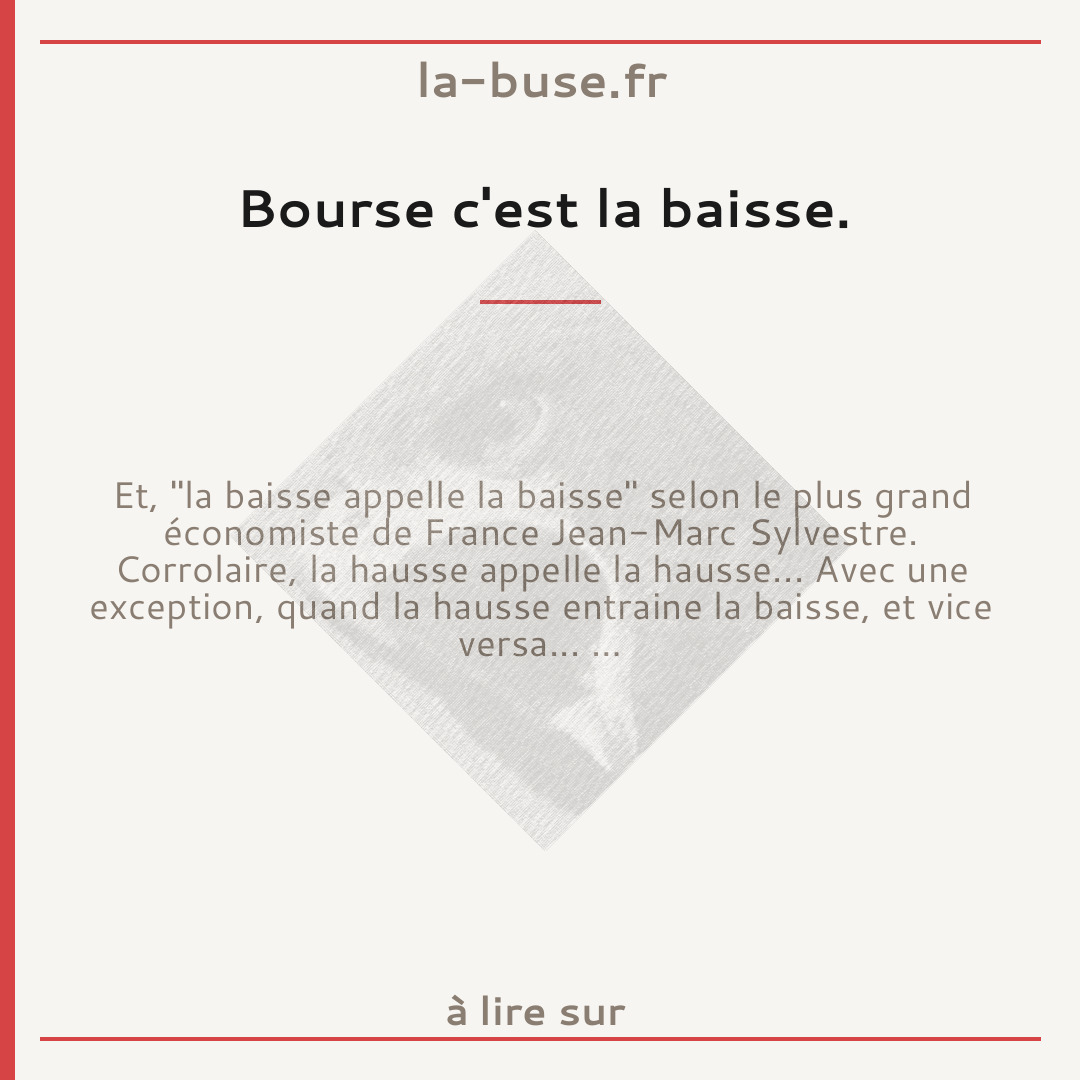 Bourse c'est la baisse.