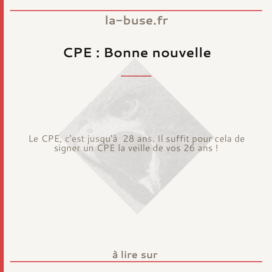 CPE : Bonne nouvelle