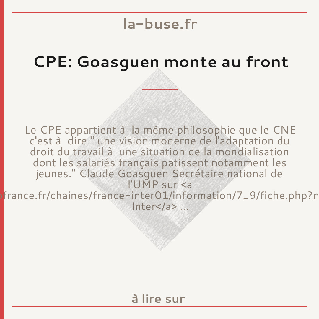 CPE: Goasguen monte au front