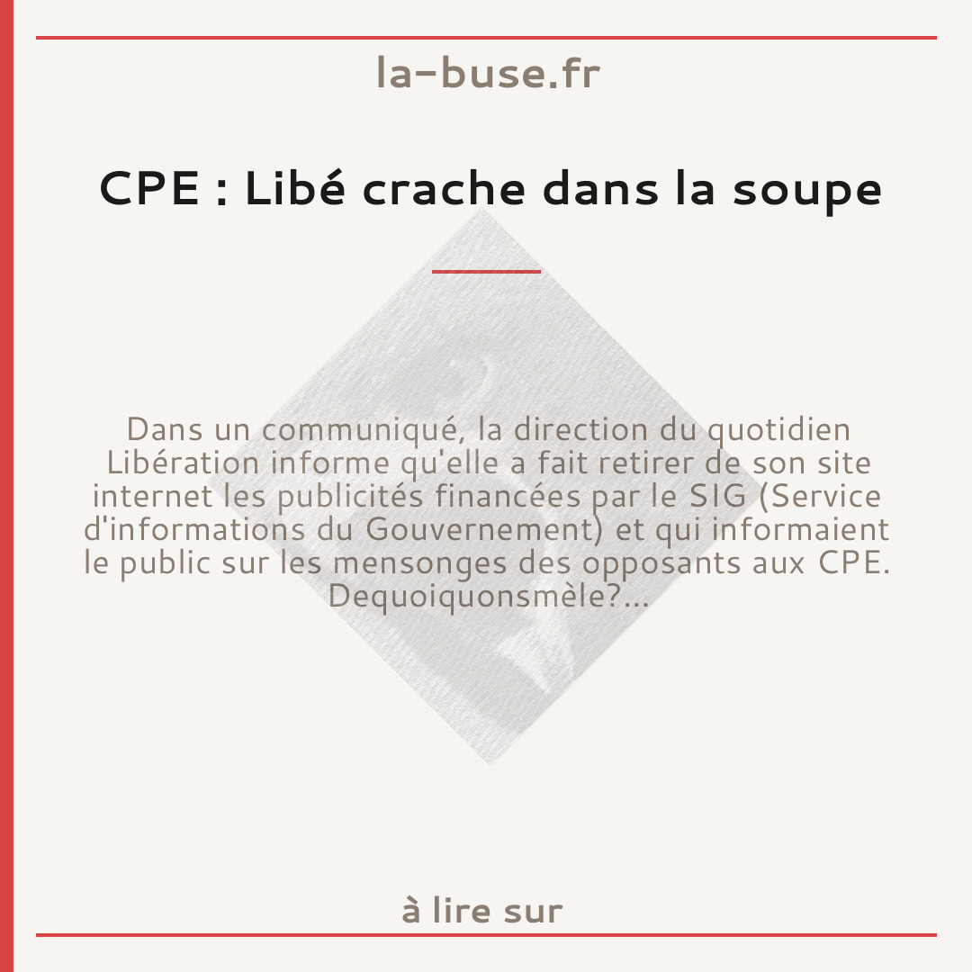 CPE : Libé crache dans la soupe