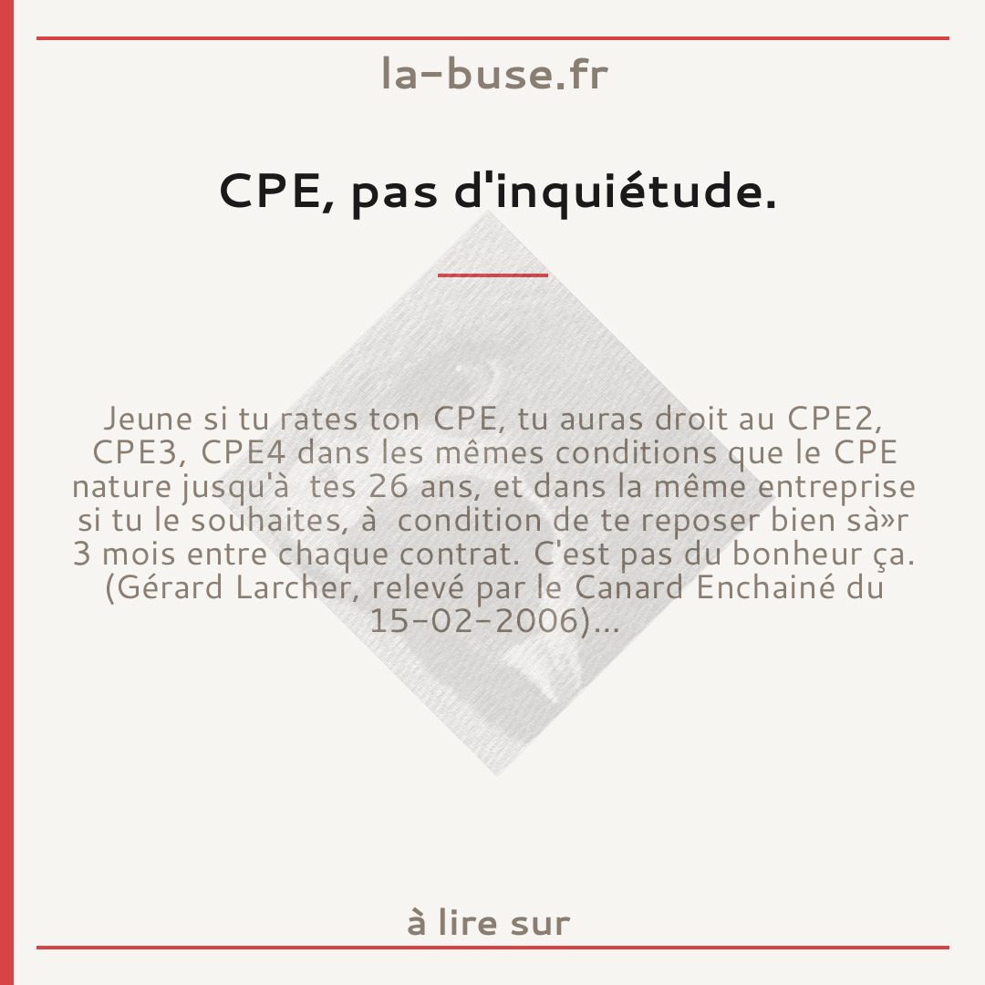 CPE, pas d'inquiétude.