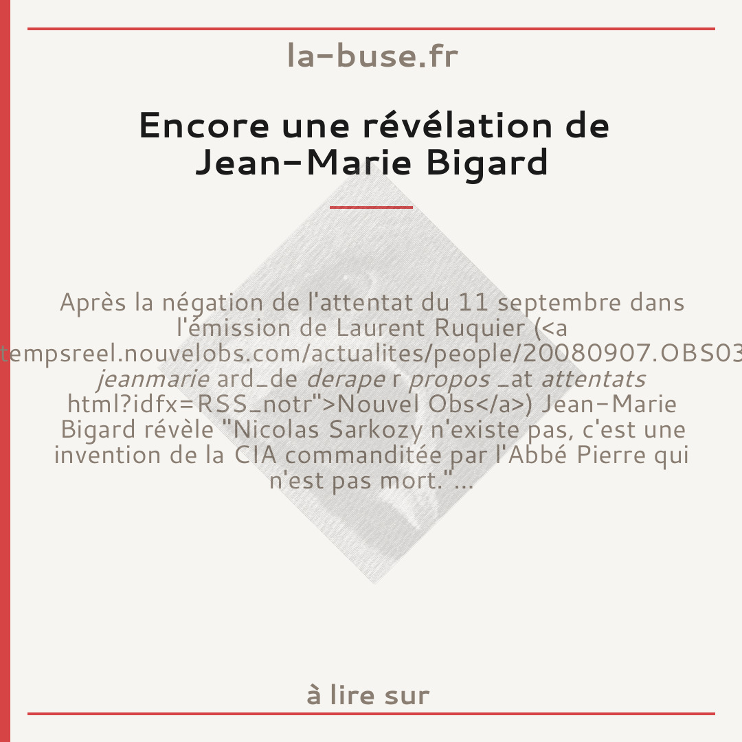 Encore une révélation de Jean-Marie Bigard