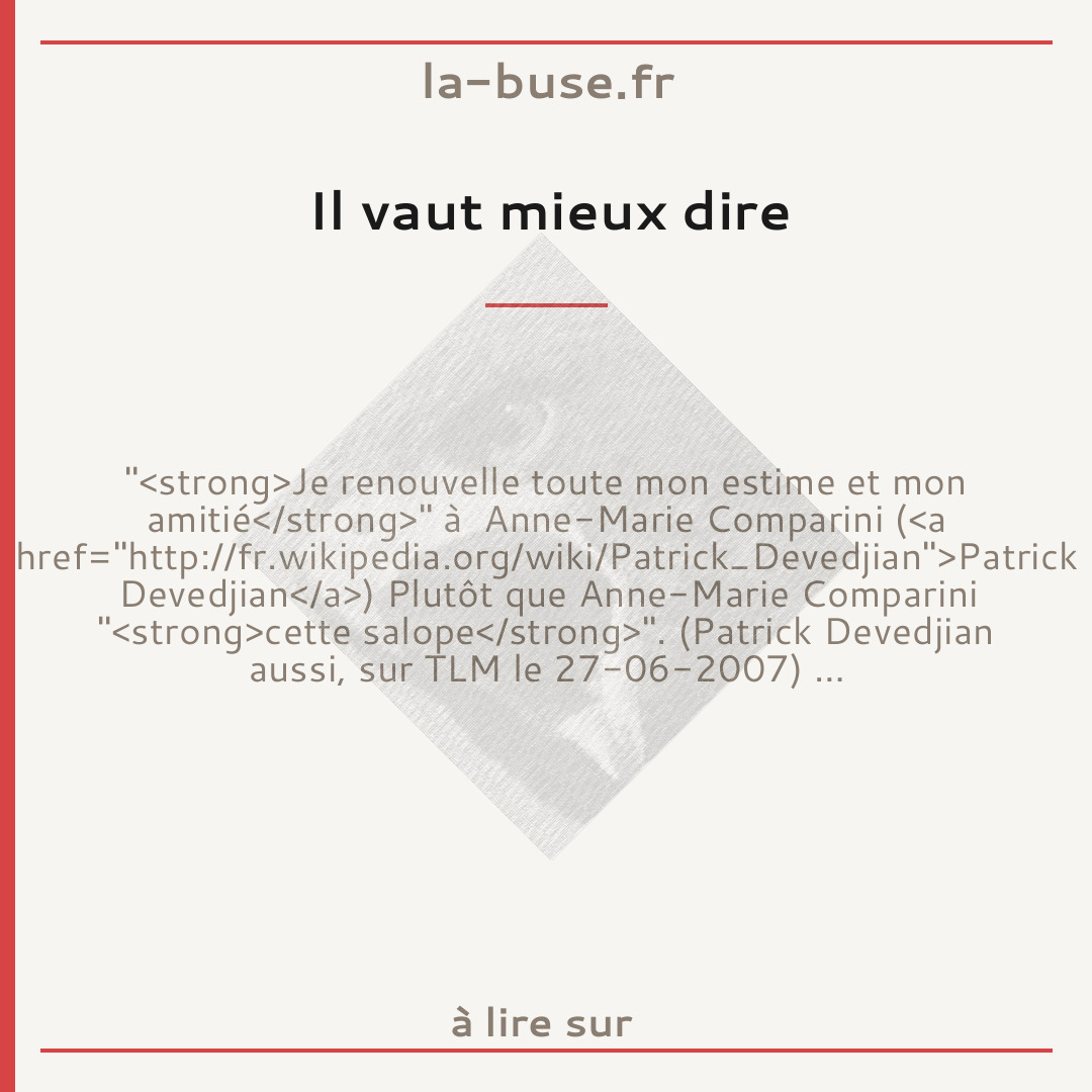 Il vaut mieux dire