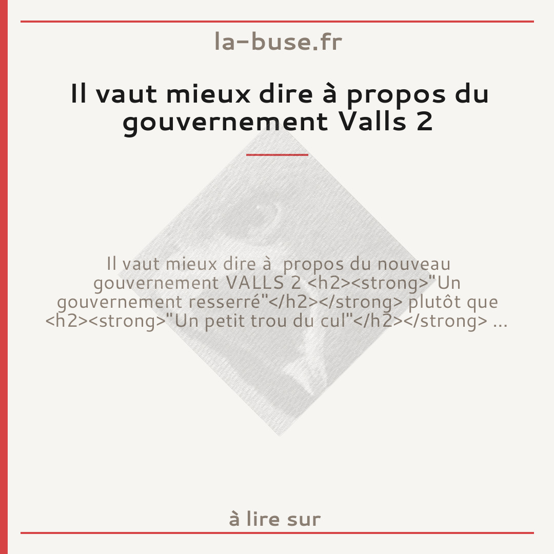 Il vaut mieux dire à propos du gouvernement Valls 2
