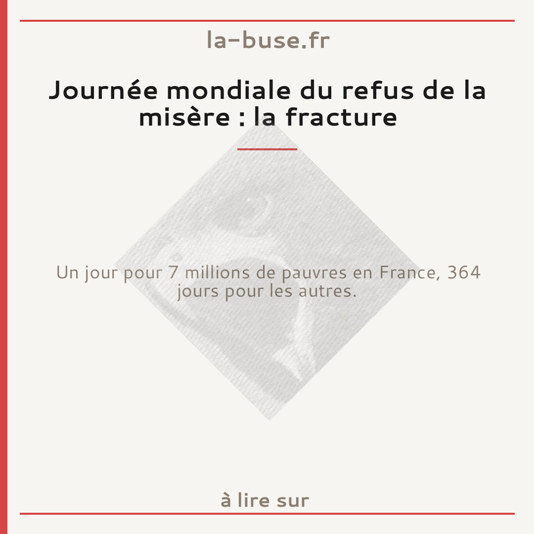 Journée mondiale du refus de la misère : la fracture