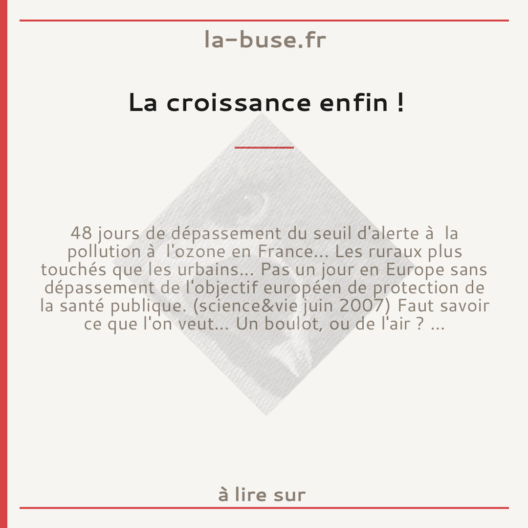 La croissance enfin !