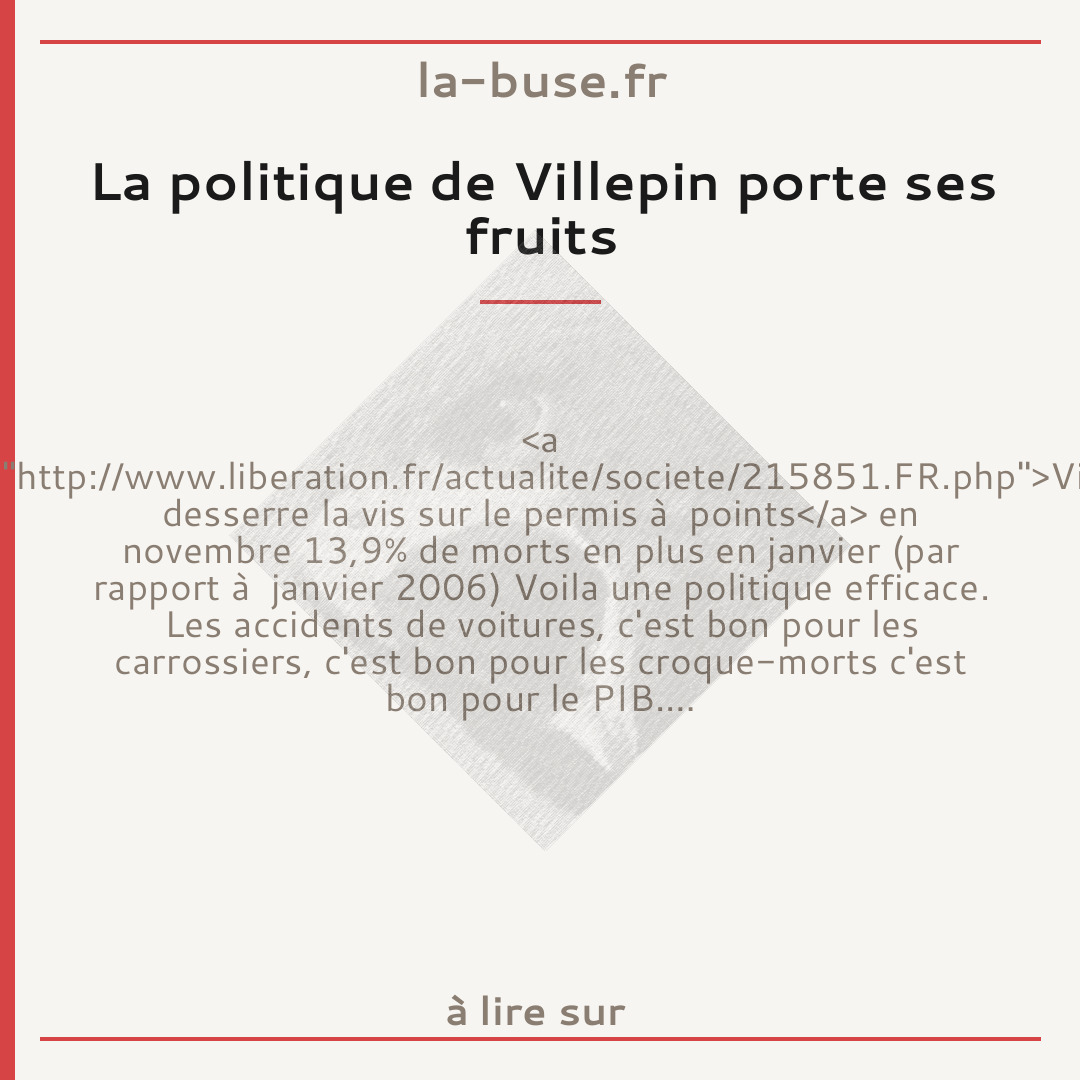 La politique de Villepin porte ses fruits