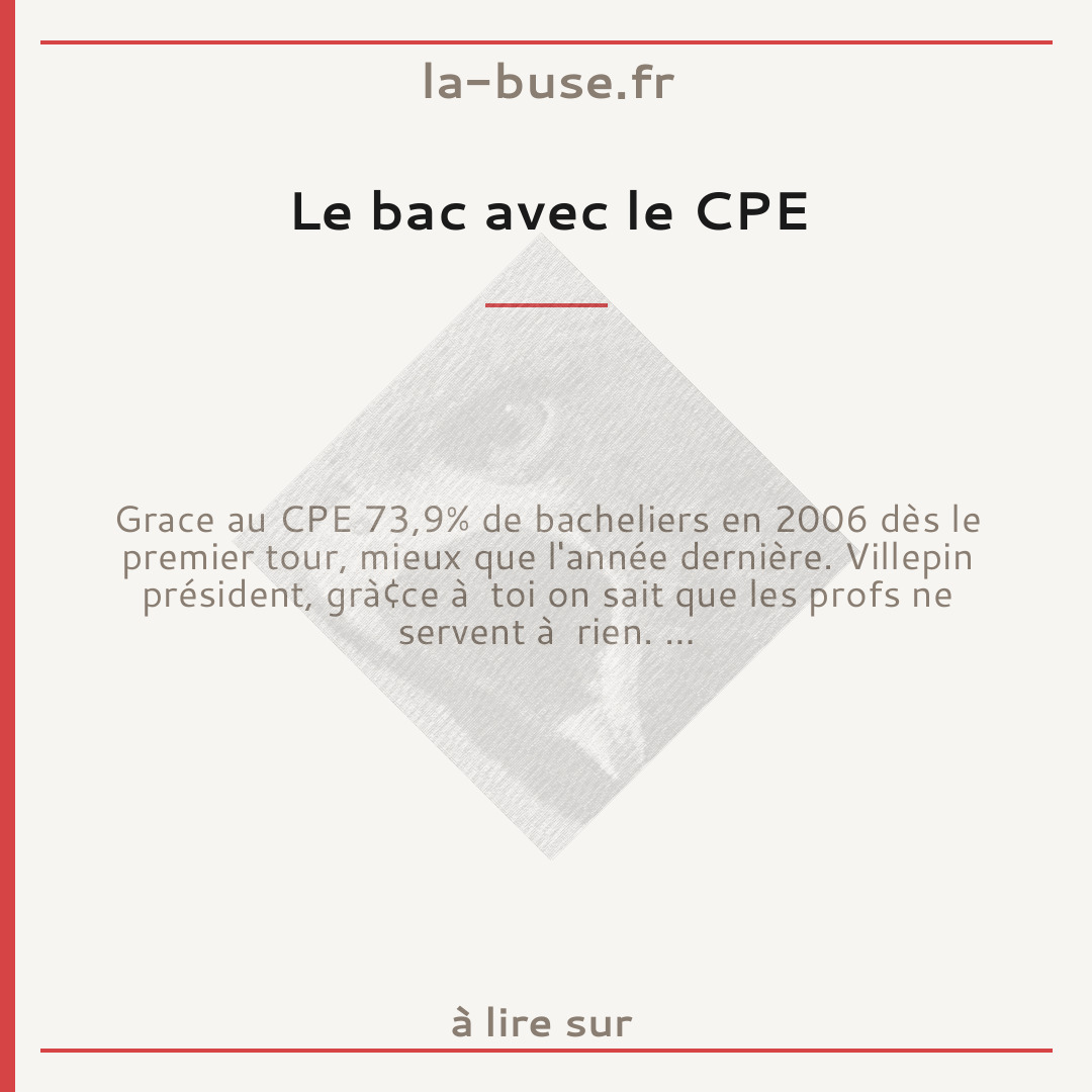 Le bac avec le CPE