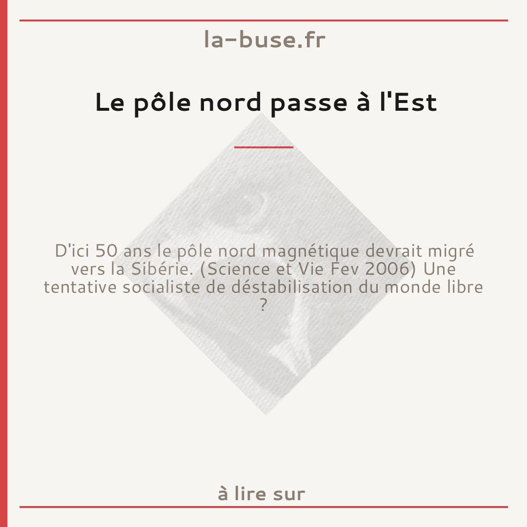 Le pôle nord passe à l'Est