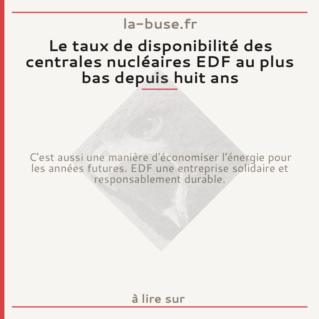 Le taux de disponibilité des centrales nucléaires EDF au plus bas depuis huit ans