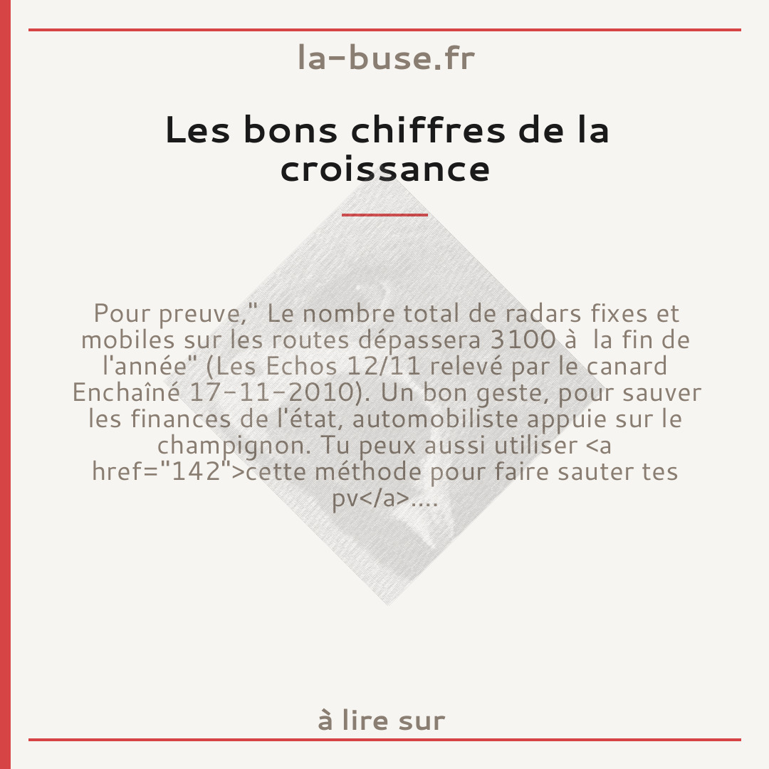 Les bons chiffres de la croissance