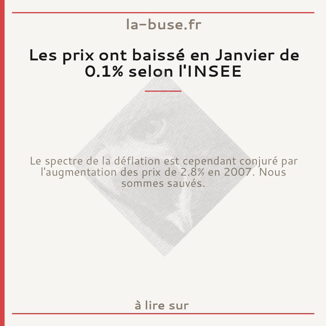 Les prix ont baissé en Janvier de 0.1% selon l'INSEE