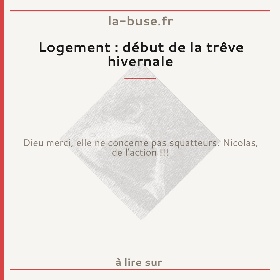 Logement : début de la trêve hivernale