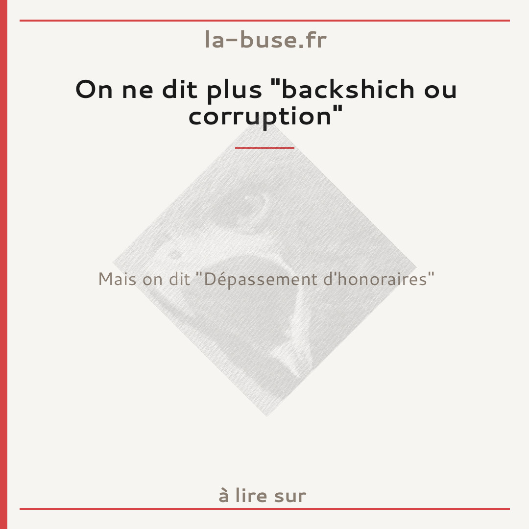 On ne dit plus "backshich ou corruption"