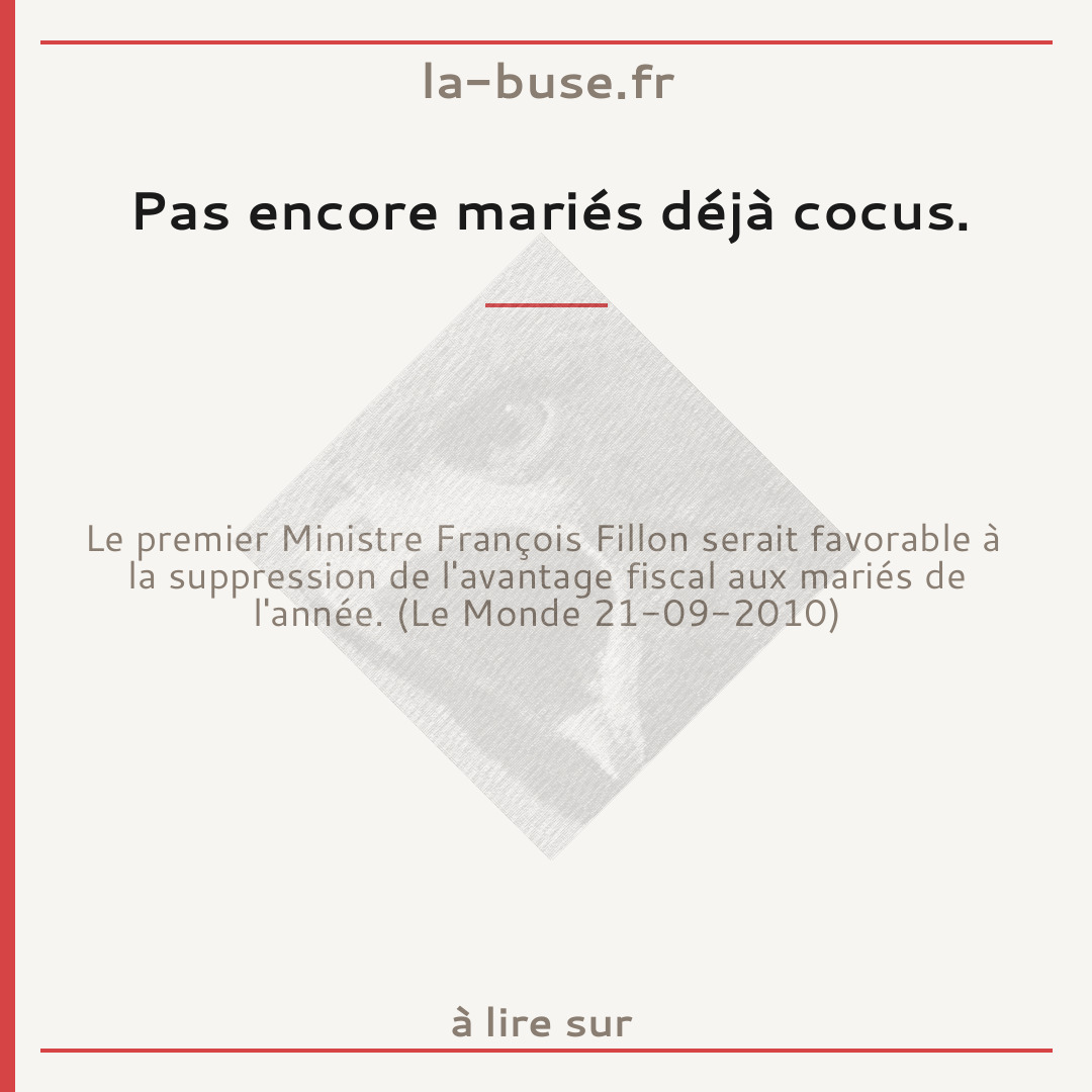 Pas encore mariés déjà cocus.
