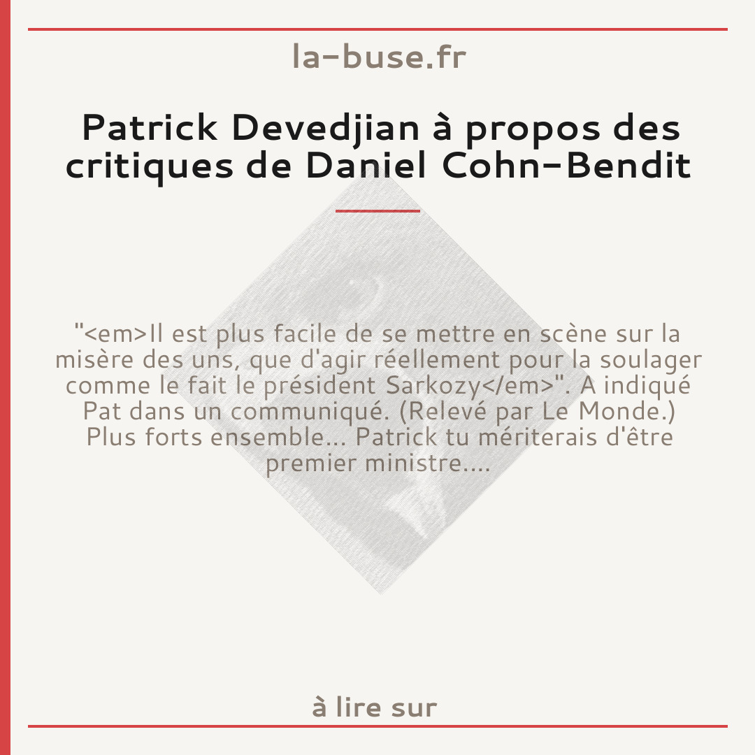 Patrick Devedjian à propos des critiques de Daniel Cohn-Bendit