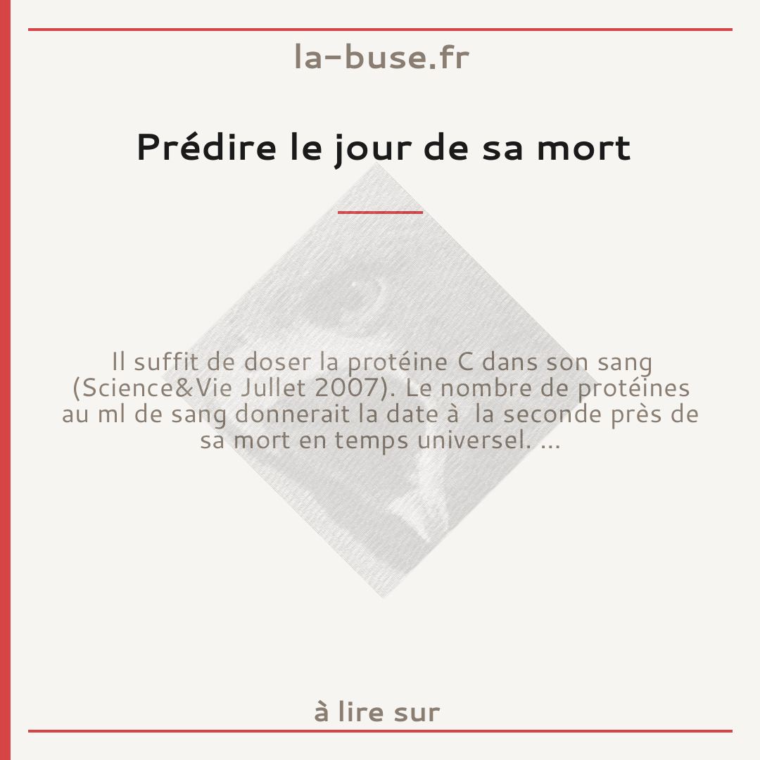 Prédire le jour de sa mort