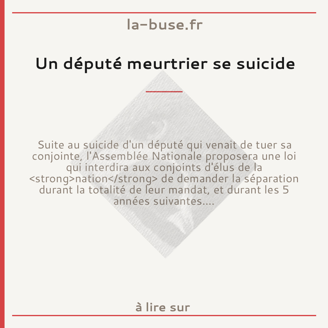 Un député meurtrier se suicide