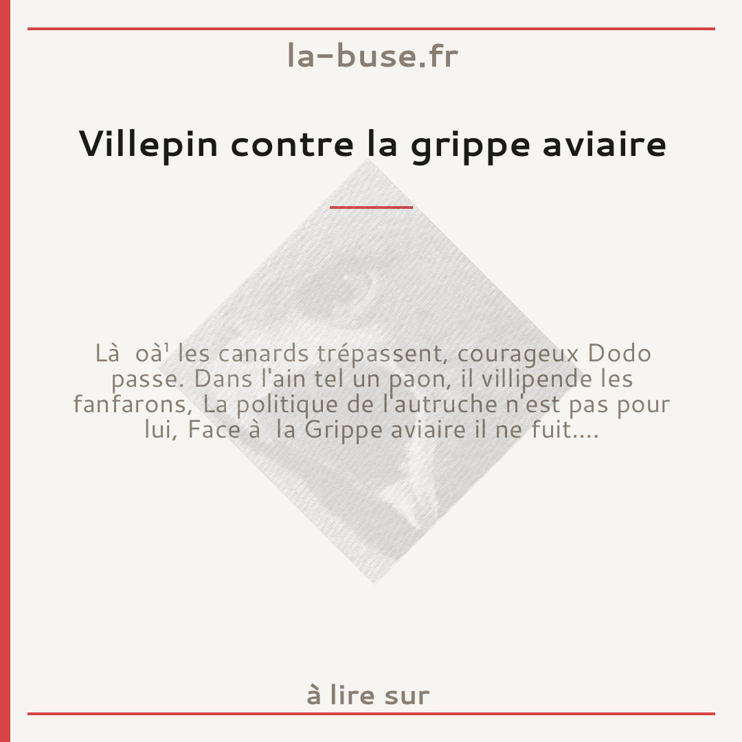 Villepin contre la grippe aviaire