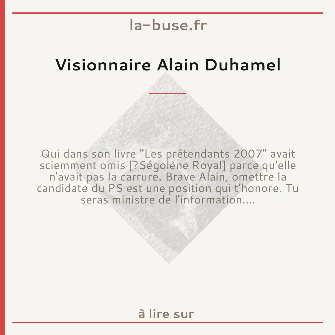 Visionnaire Alain Duhamel