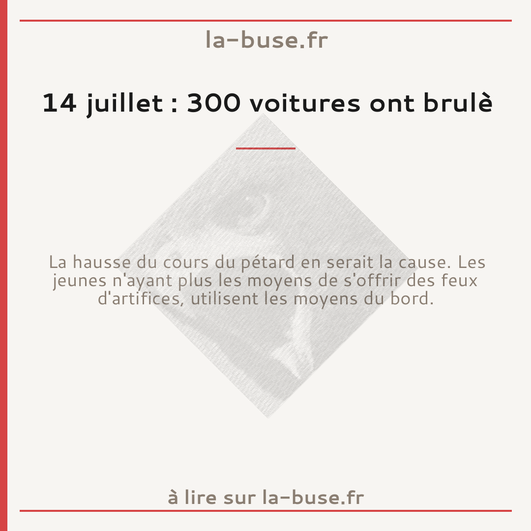 14 juillet : 300 voitures ont brulè