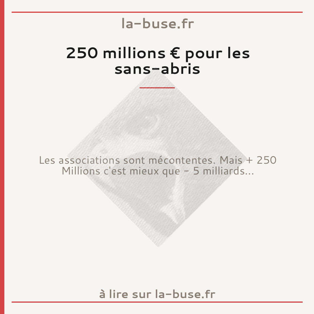 250 millions € pour les sans-abris