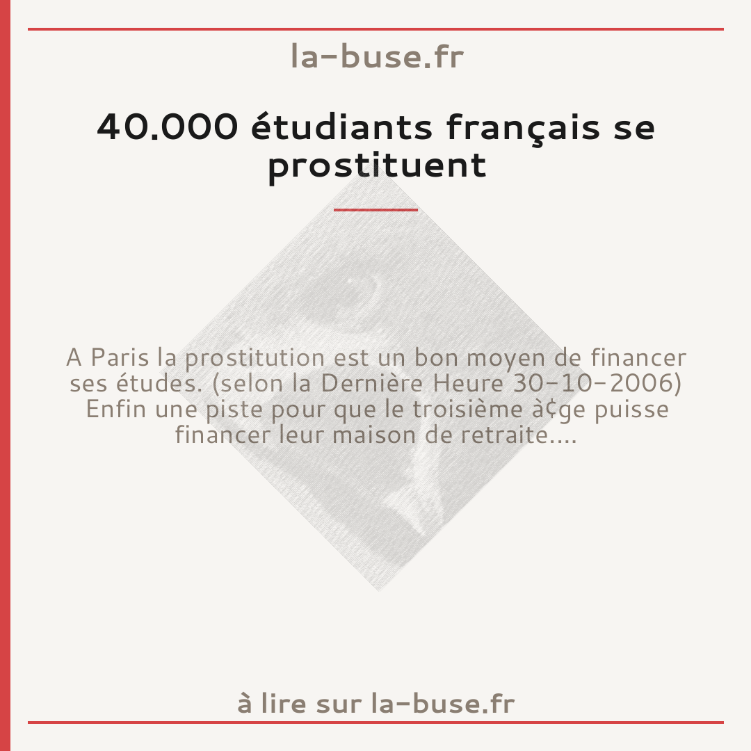 40.000 étudiants français se prostituent