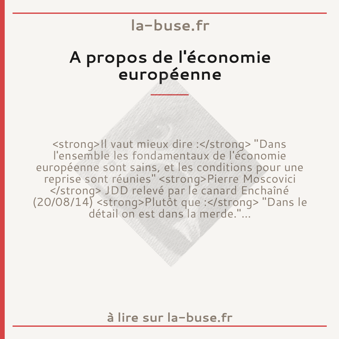 A propos de l'économie européenne