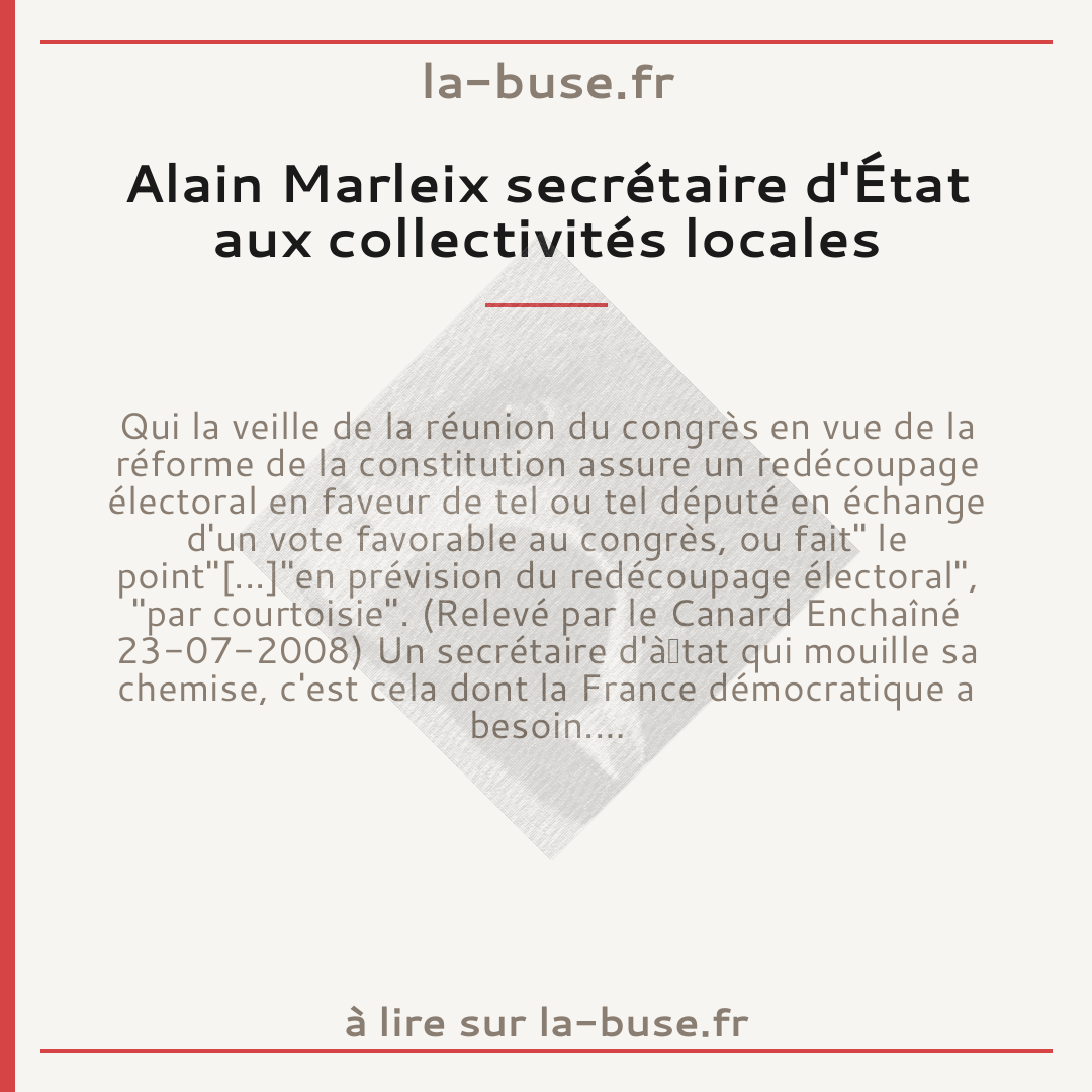 Alain Marleix secrétaire d'État aux collectivités locales