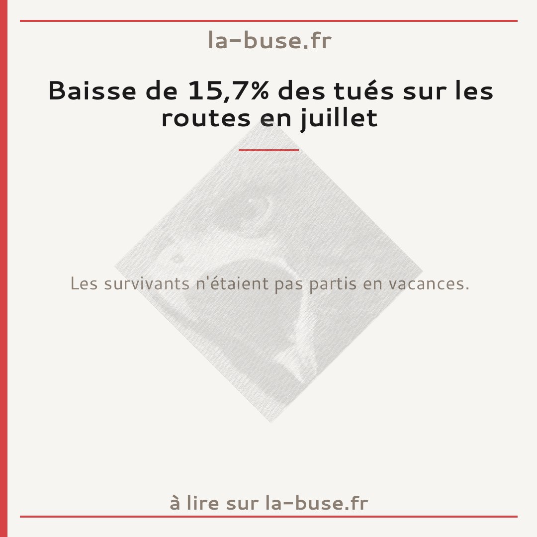 Baisse de 15,7% des tués sur les routes en juillet