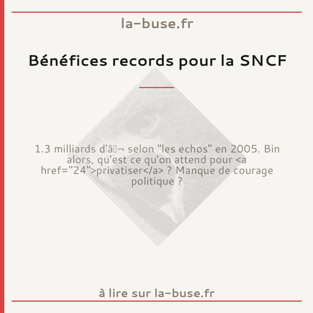 Bénéfices records pour la SNCF