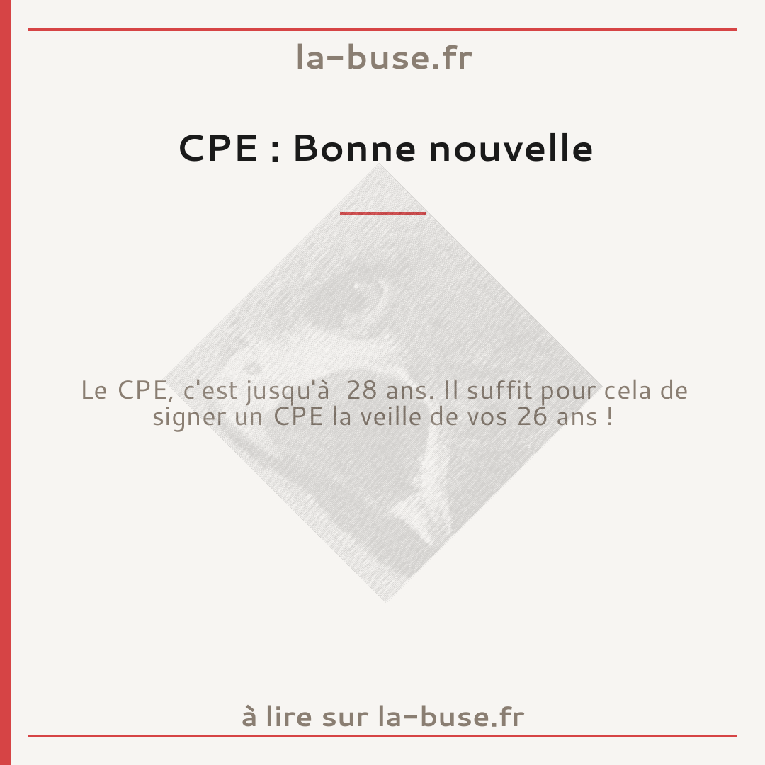 CPE : Bonne nouvelle