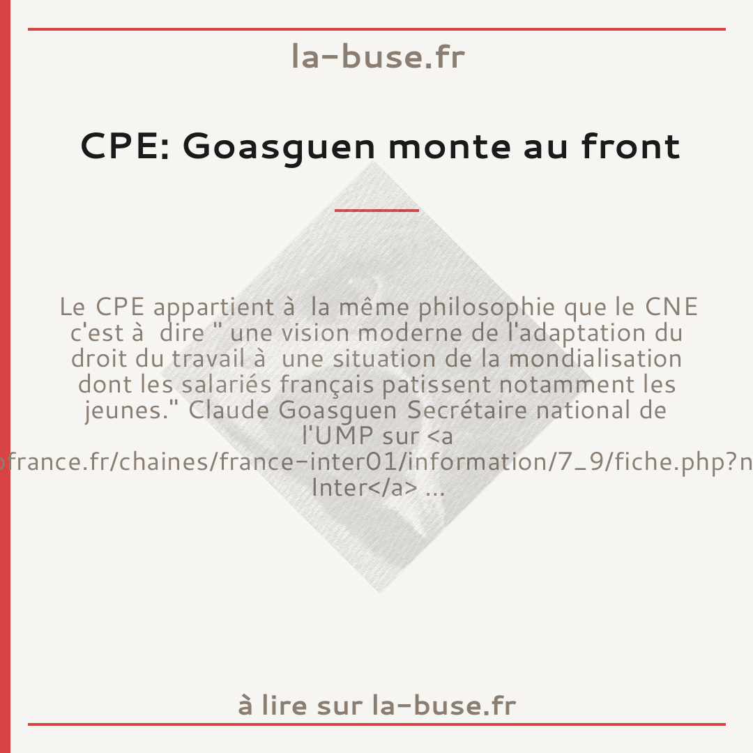CPE: Goasguen monte au front