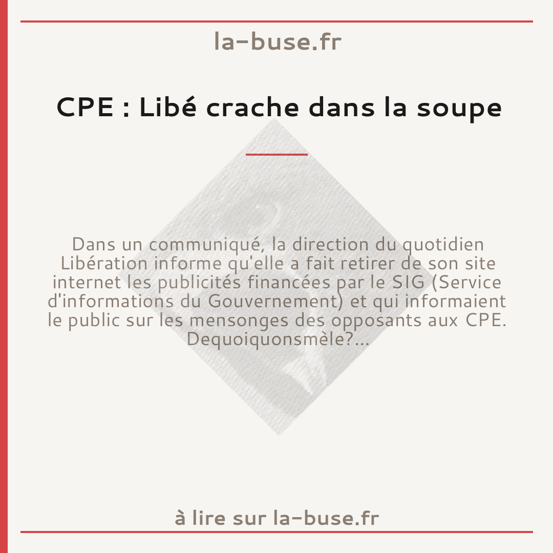 CPE : Libé crache dans la soupe