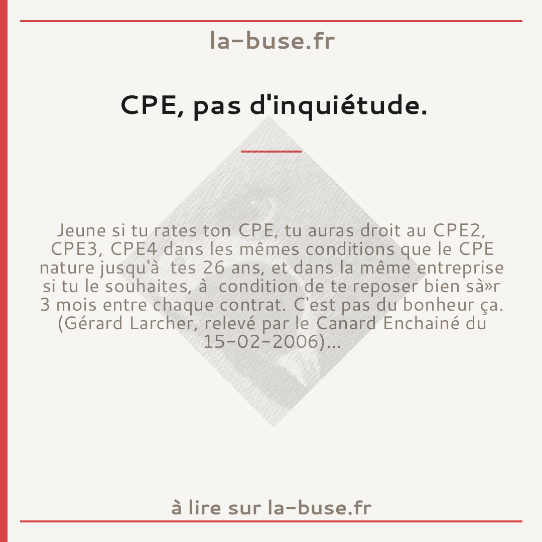 CPE, pas d'inquiétude.