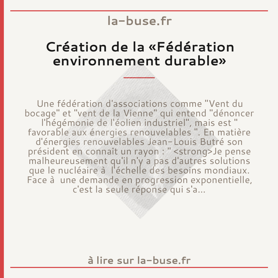 Création de la «Fédération environnement durable»