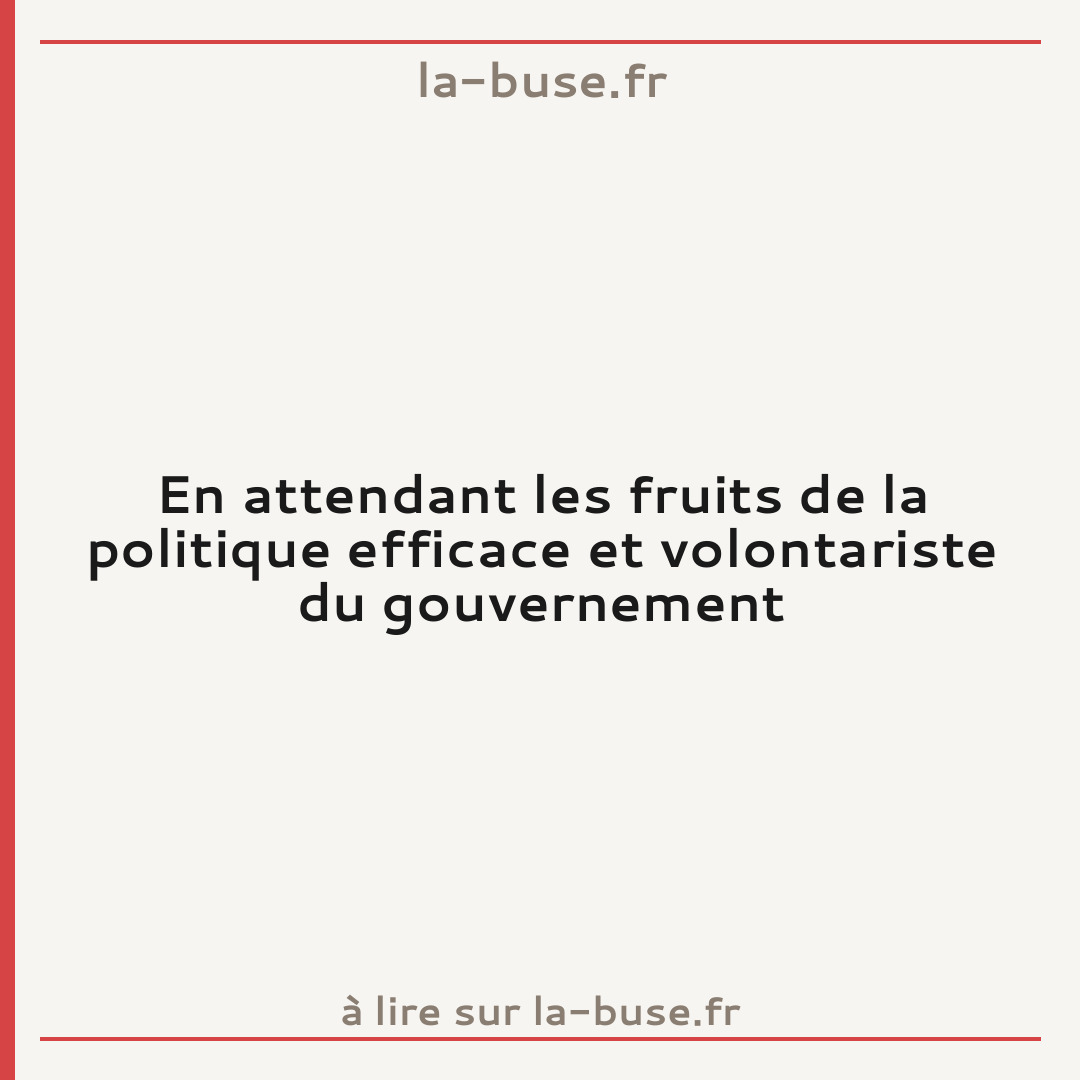En attendant les fruits de la politique efficace et volontariste  du gouvernement