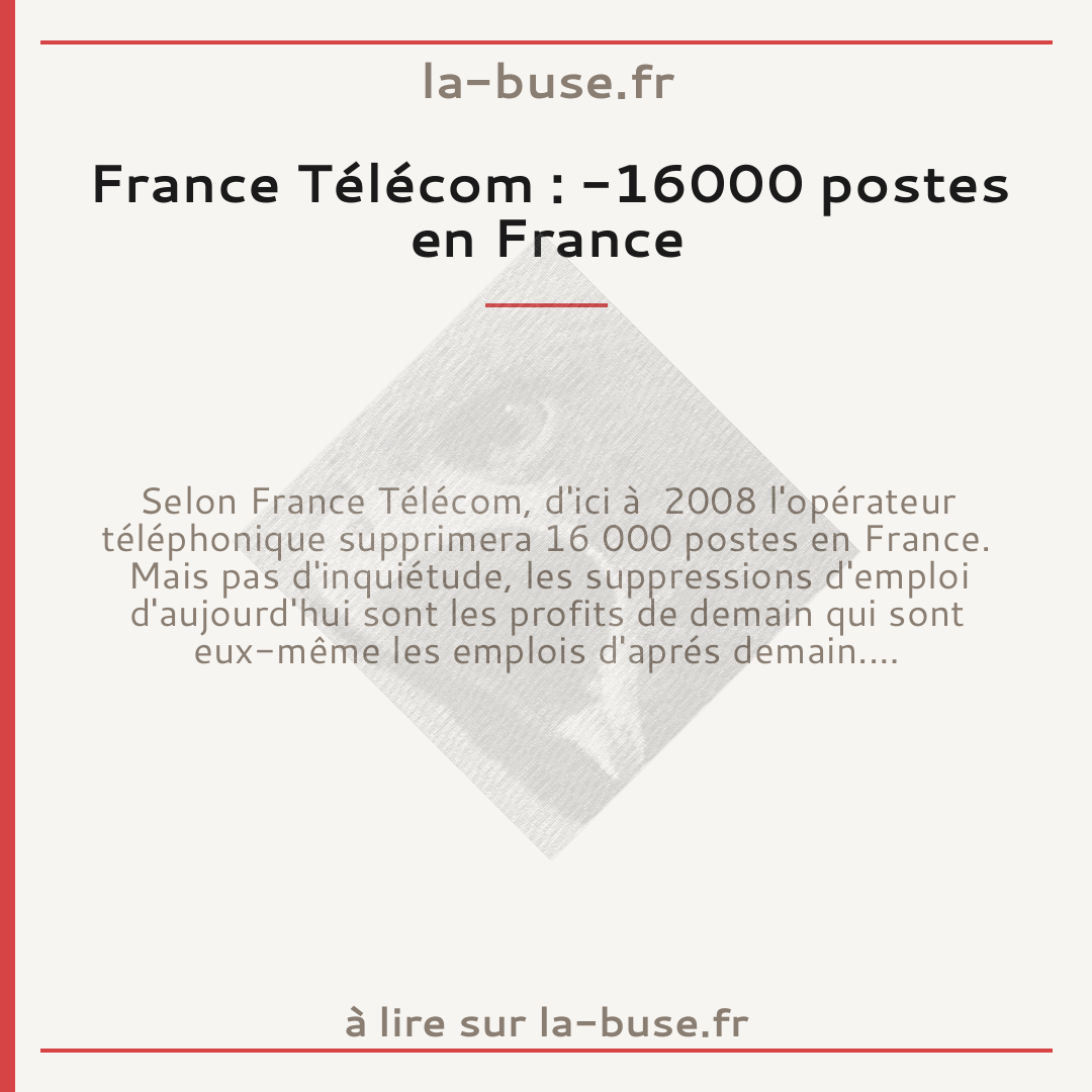 France Télécom : -16000 postes en France