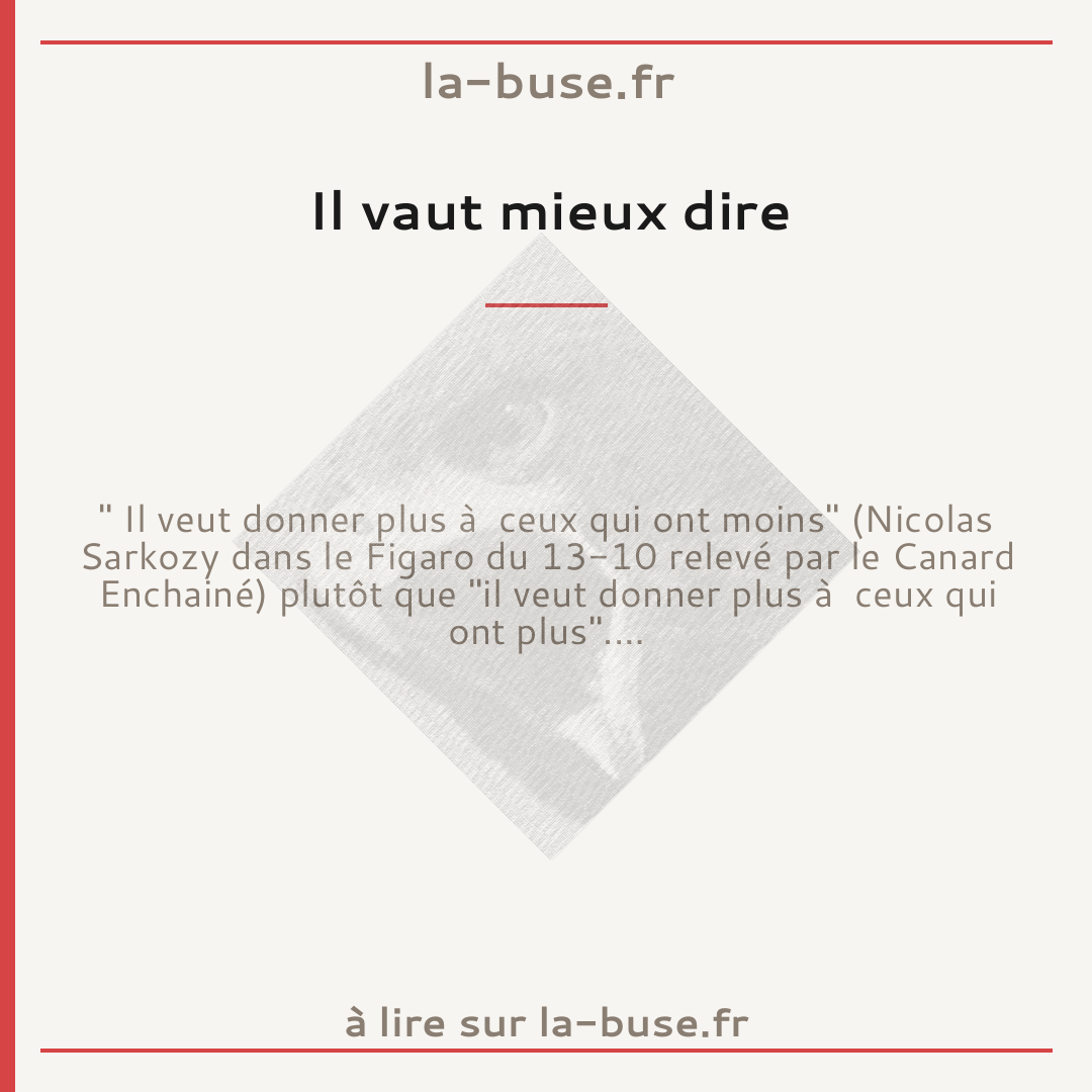 Il vaut mieux dire